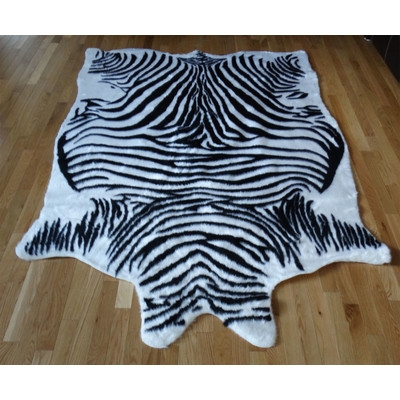 Chanler Black/White Zebra Fur Area Rug - Image 0