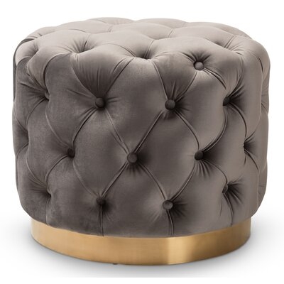 Cerys Glam Upholstered Tufted Cocktail Ottoman - Image 1