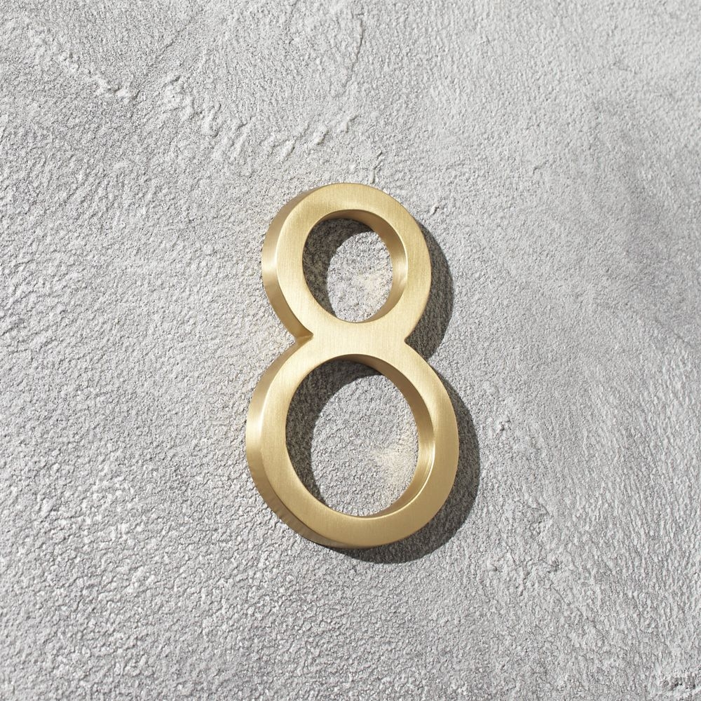 Aurele 4" Brushed Brass House Number 8 - Image 0