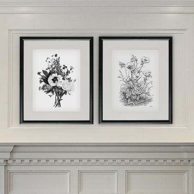 'Botanical Black and White II' 2 Piece Framed Acrylic Painting Print Set - Image 0