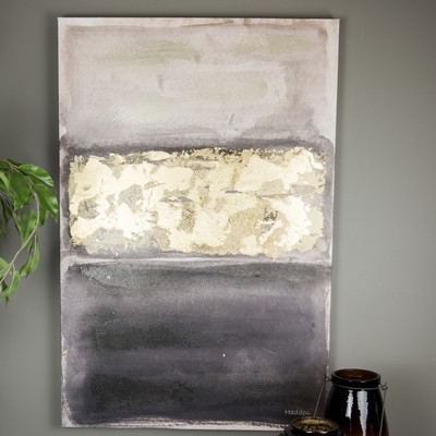 Hadden Spotts Wall Art 'Abstract Black Grey and Gold' Painting Print on Wrapped Canvas - Image 0
