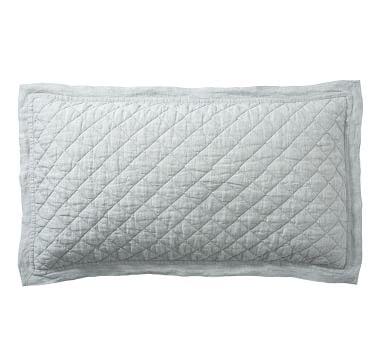 Belgian Flax Linen Diamond Quilted Sham, Euro, Mineral Blue - Image 2