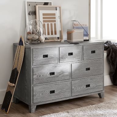 Findley 7-Drawer Wide Dresser, Smoked Charcoal - Image 1