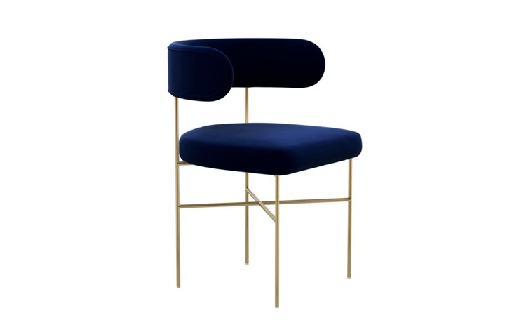 Audrey Dining Chair with Oxford Blue Fabric and Matte Brass legs - Image 1