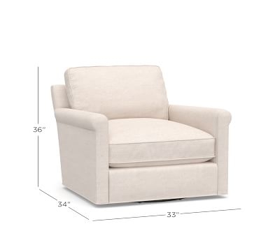 Tyler Roll Arm Upholstered Swivel Armchair, Down Blend Wrapped Cushions, Performance Brushed Basketweave Indigo - Image 1