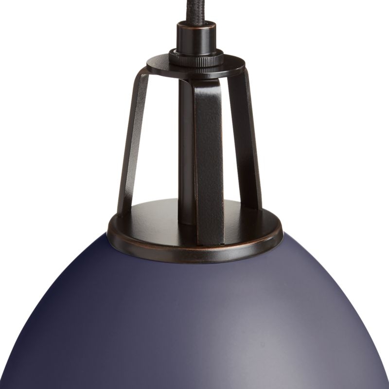 Maddox Navy Dome Large Pendant Light with Black Socket - Image 1