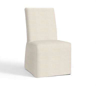 PB Comfort Square Slipcovered Dining Side Chair, Sunbrella(R) Performance Sahara Weave Ivory - Image 2