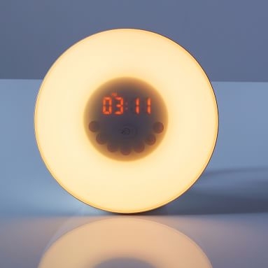 Round Light-Up Alarm Clock, White - Image 1