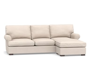Townsend Roll Arm Upholstered Sofa with Reversible Storage Chaise Sectional, Polyester Wrapped Cushions, Belgian Linen Natural - Image 0