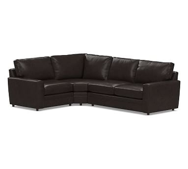 Pearce Square Arm Leather Right Arm 3-Piece Wedge Sectional, Polyester Wrapped Cushions, Leather Vintage Midnight - Image 0