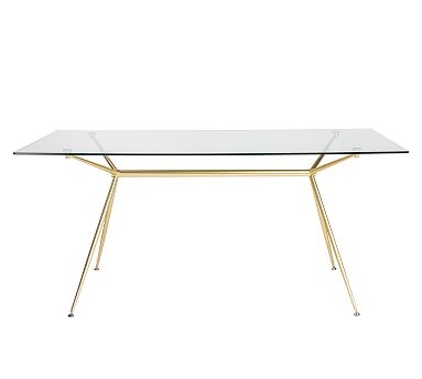 Avery Dining Table, 66", Brushed Gold - Image 0