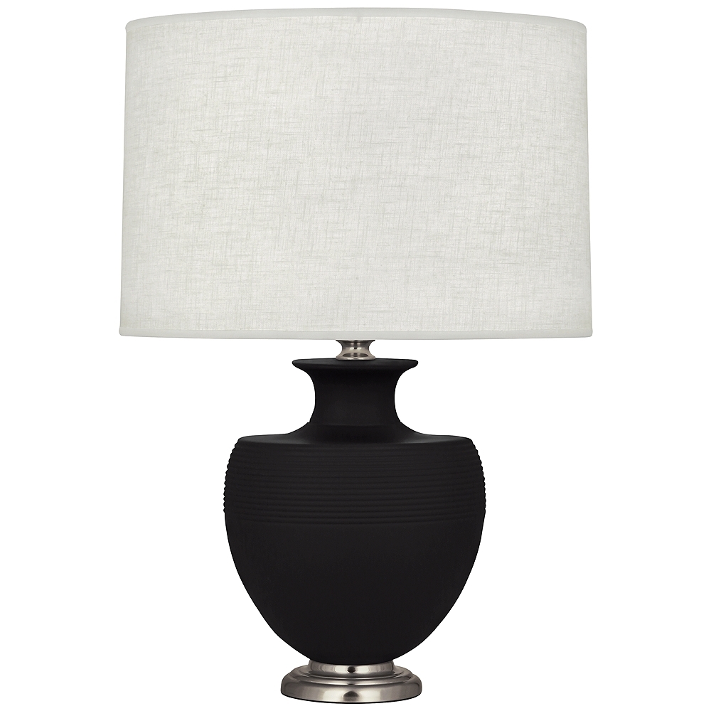 Michael Berman Atlas Nickel and Dark Coal Ceramic Table Lamp - Style # 19A90 - Image 0