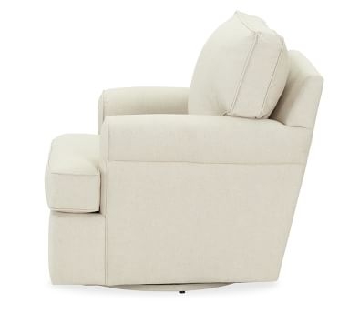 Buchanan Roll Arm Upholstered Swivel Armchair, Polyester Wrapped Cushions, Textured Twill Khaki - Image 3