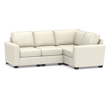 SoMa Fremont Square Arm Upholstered 4-Piece L-Shaped Sectional, Polyester Wrapped Cushions, Sunbrella(R) Performance Boss Herringbone Ecru - Image 0