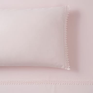 Lace Trim Sheet Set, Queen, Powdered Blush - Image 0