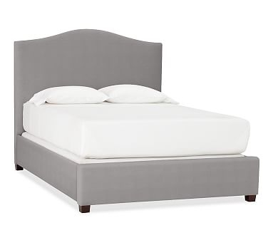 Raleigh Upholstered California King Bed, Organic Cotton Basketweave Light Gray - Image 0