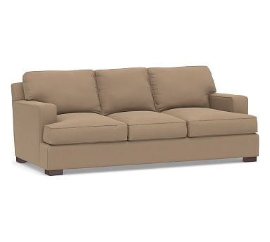 Townsend Square Arm Upholstered Sofa 86", Polyester Wrapped Cushions, Performance Plush Velvet Camel - Image 0