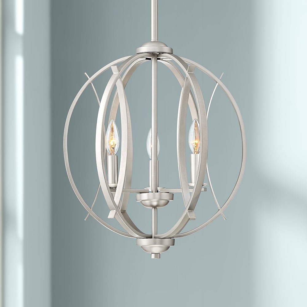 Possini Euro Spherical 16" Wide Brushed Nickel 3-Light Globe Pendant - Image 0