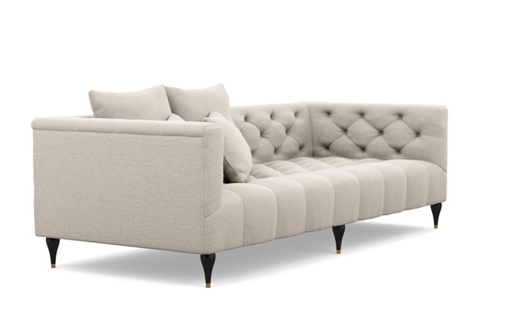 Ms. Chesterfield Sofa with Linen Fabric and Matte Black with Brass Cap legs - Image 1