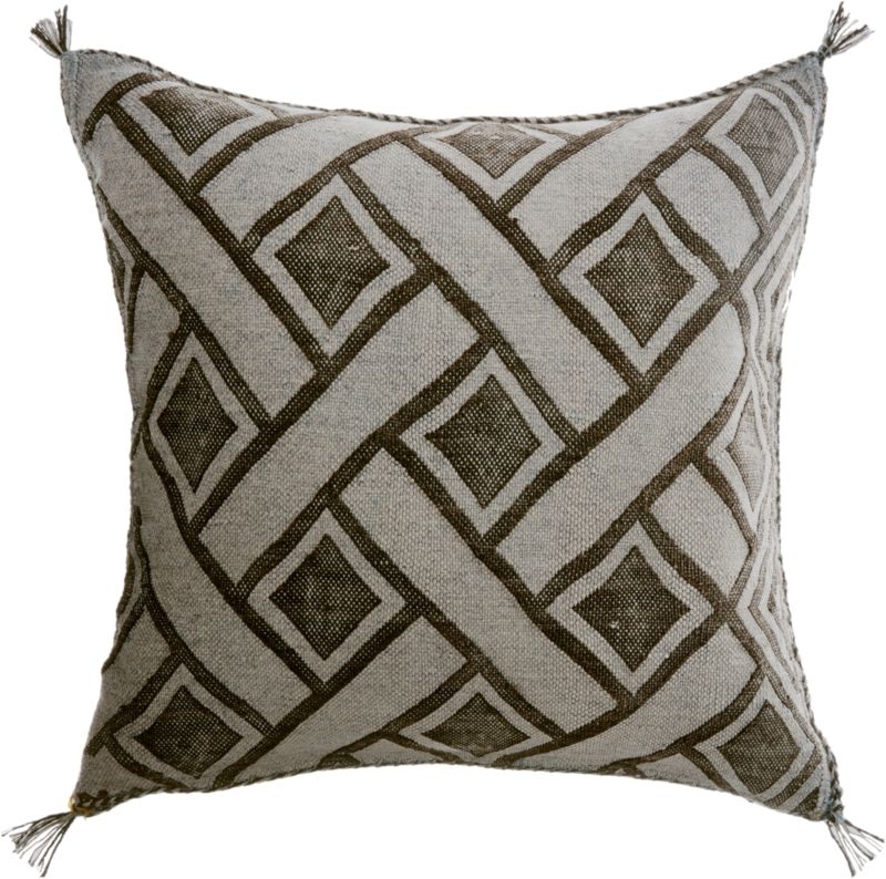 16" Moroccan Graphic Pillow with Feather-Down Insert - Image 1