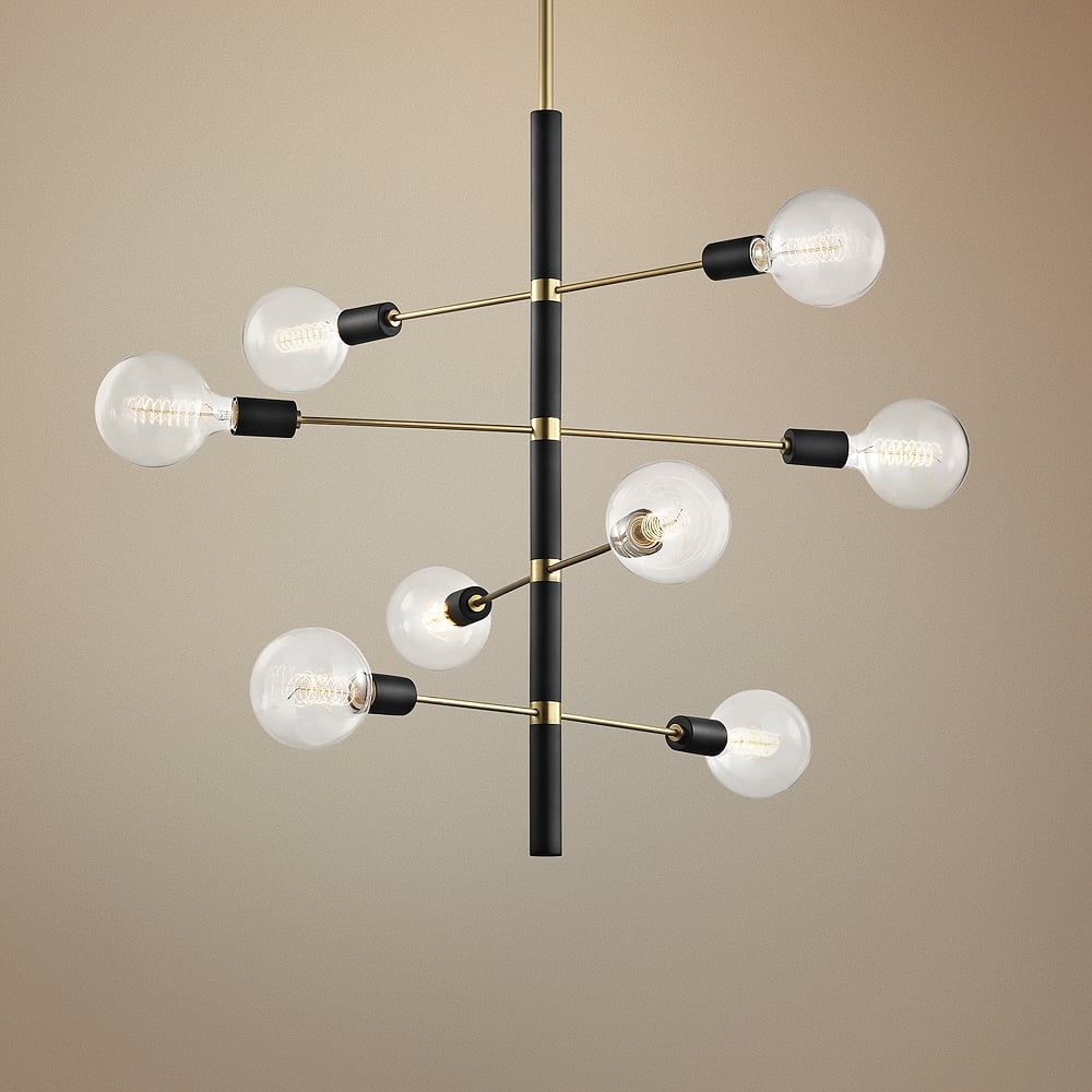 Mitzi Astrid 28"W Aged Brass and Black 8-Light Chandelier - Style # 45K62 - Image 0