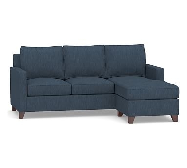 Cameron Square Arm Upholstered Sofa with Reversible Chaise Sectional, Polyester Wrapped Cushions, Performance Heathered Tweed Indigo - Image 0