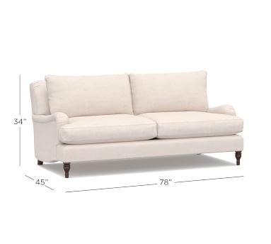 Carlisle Upholstered Sofa 80", Down Blend Wrapped Cushions, Textured Twill Light Gray - Image 5
