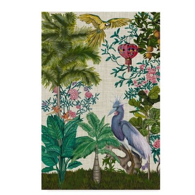 'Paradis Chinoiserie I' Acrylic Painting Print on Wrapped Canvas - Image 0