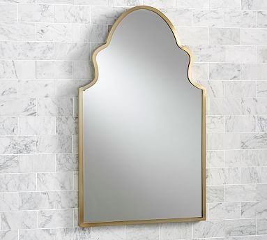 Stella Powder Room Mirror, 22 x 36", Brass - Image 0