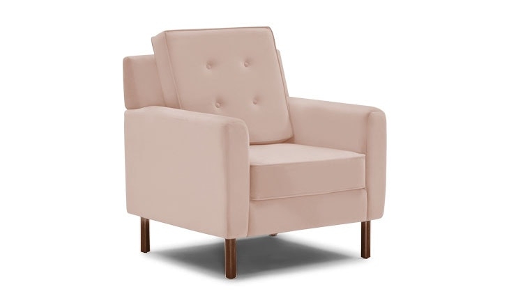 Pink Aami Mid Century Modern Chair - Key Largo Blush - Mocha - Image 0