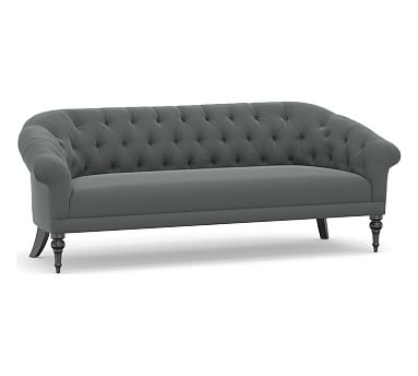 Adeline Upholstered Sofa 84", Polyester Wrapped Cushions, Performance Plush Velvet Slate - Image 0