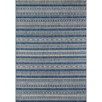 Tuscany Striped Denim Blue/Tan Indoor / Outdoor Area Rug - Image 0