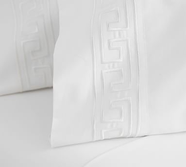 Geo Embroidered Organic Sheet Set, Queen, Coral - Image 3