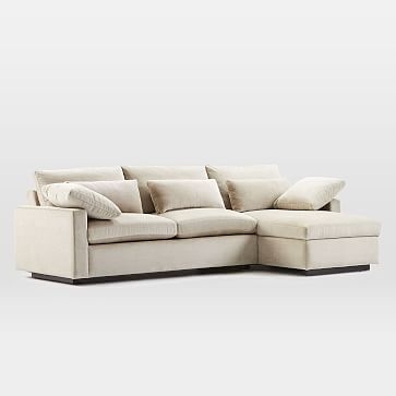 Harmony Left Arm Sleeper Sectional w/ Storage, Distressed Velvet, Light Taupe, Down Blend - Image 1
