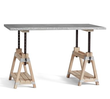 Jackson Galvanized Sawhorse Desk/Coffee Table , Galvanized - Image 3