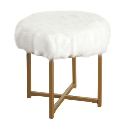 Madelia Round Faux Fur Upholstered Vanity Stool - Image 0