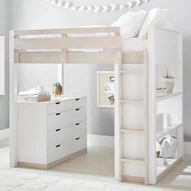 Rhys Loft Bed with Dresser Set, Full, Weathered White/Simply White - Image 5