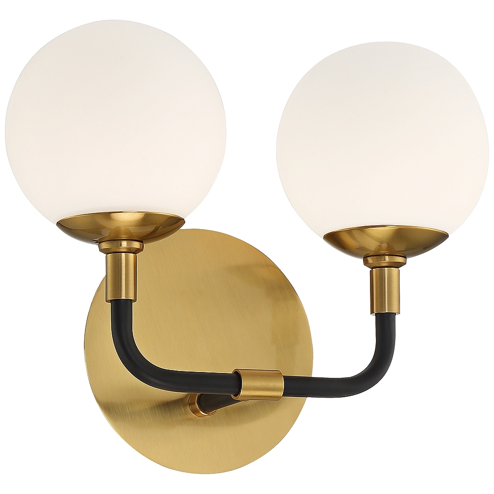 Possini Euro Mylie 6 3/4" High Brass and Black Wall Sconce - Style # 70T79 - Image 0