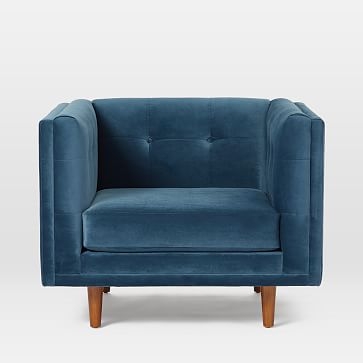Bradford Chair, Mod Velvet, Port Blue - Image 1