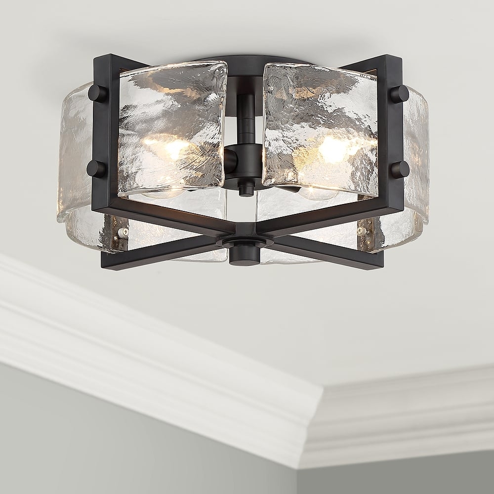 Possini Euro Adri 16 3/4" Wide Handcrafted Glass Rustic Ceiling Light - Image 0