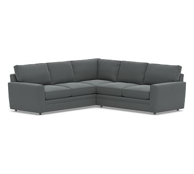 Pearce Square Arm Upholstered 2-Piece L-Shaped Sectional, Down Blend Wrapped Cushions, Performance Plush Velvet Slate - Image 0