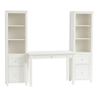 Beadboard Classic Desk & Bookcase Set, Simply White - Image 1