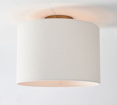 Linen Drum Shaded Flush Mount with Brass Hardware, Large - Image 2