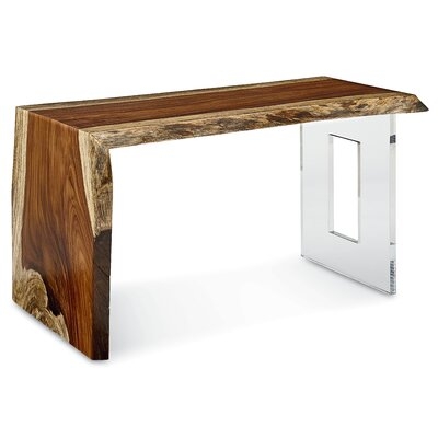 Live Edge Curly Solid Wood Waterfall Desk - Image 0