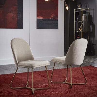 Gold Finish Beige Fabric Dining Chair (Set Of 2) - Image 0