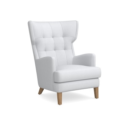 Noe Valley Wing Chair, Tuscan Leather, Black, Truffle Leg - Image 2