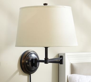 Chelsea Swing-Arm Sconce, Bronze Base &amp; Small Tapered Gallery shade, White - Image 5