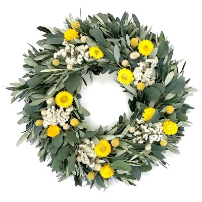 Olive Billy Button Wreath, 20" - Image 0