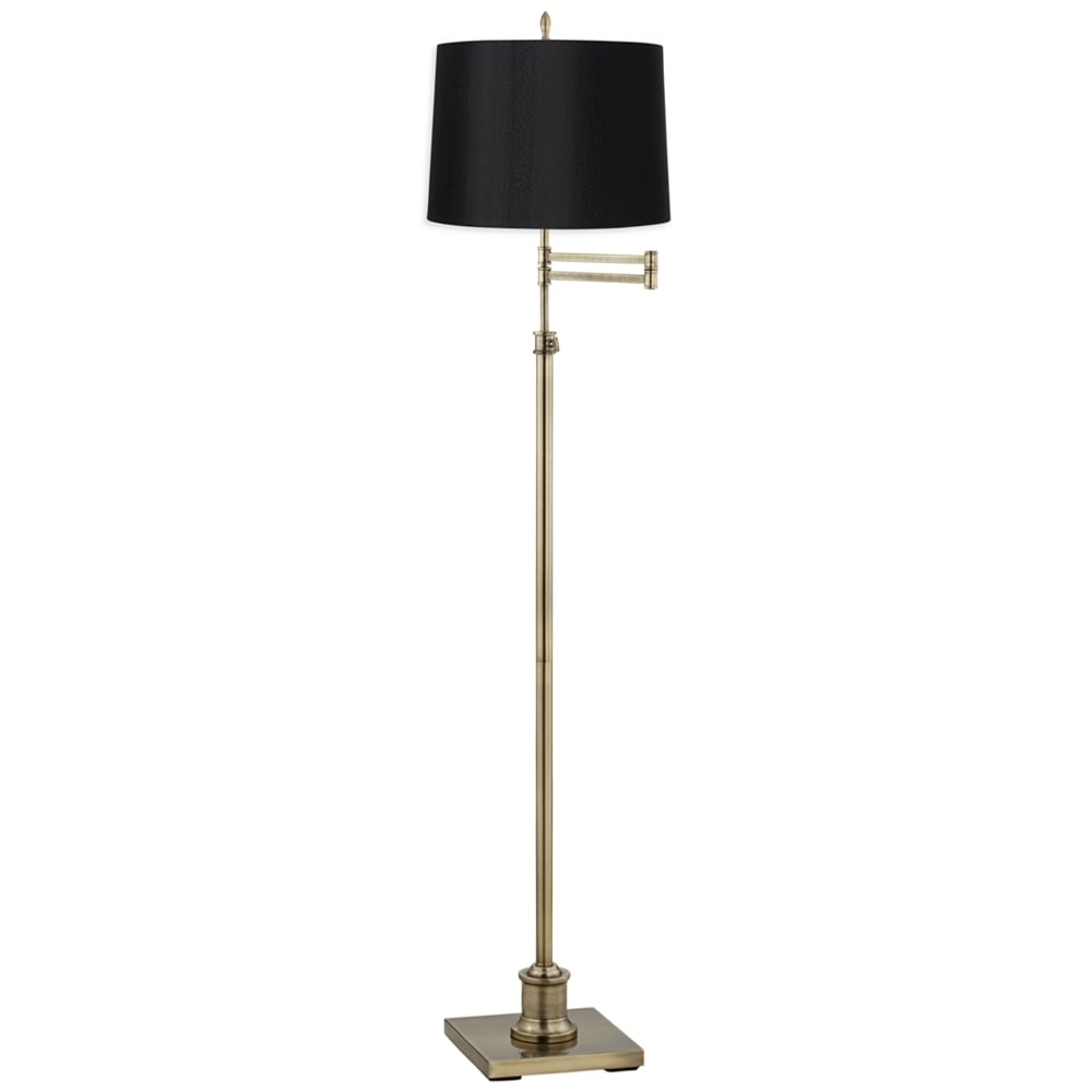 360 Lighting Westbury Black Drum and Brass Adjustable Swing Arm Floor Lamp - Image 0