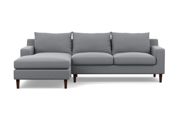Sloan Chaise Sectional with Dove Fabric and Oiled Walnut legs - Image 0